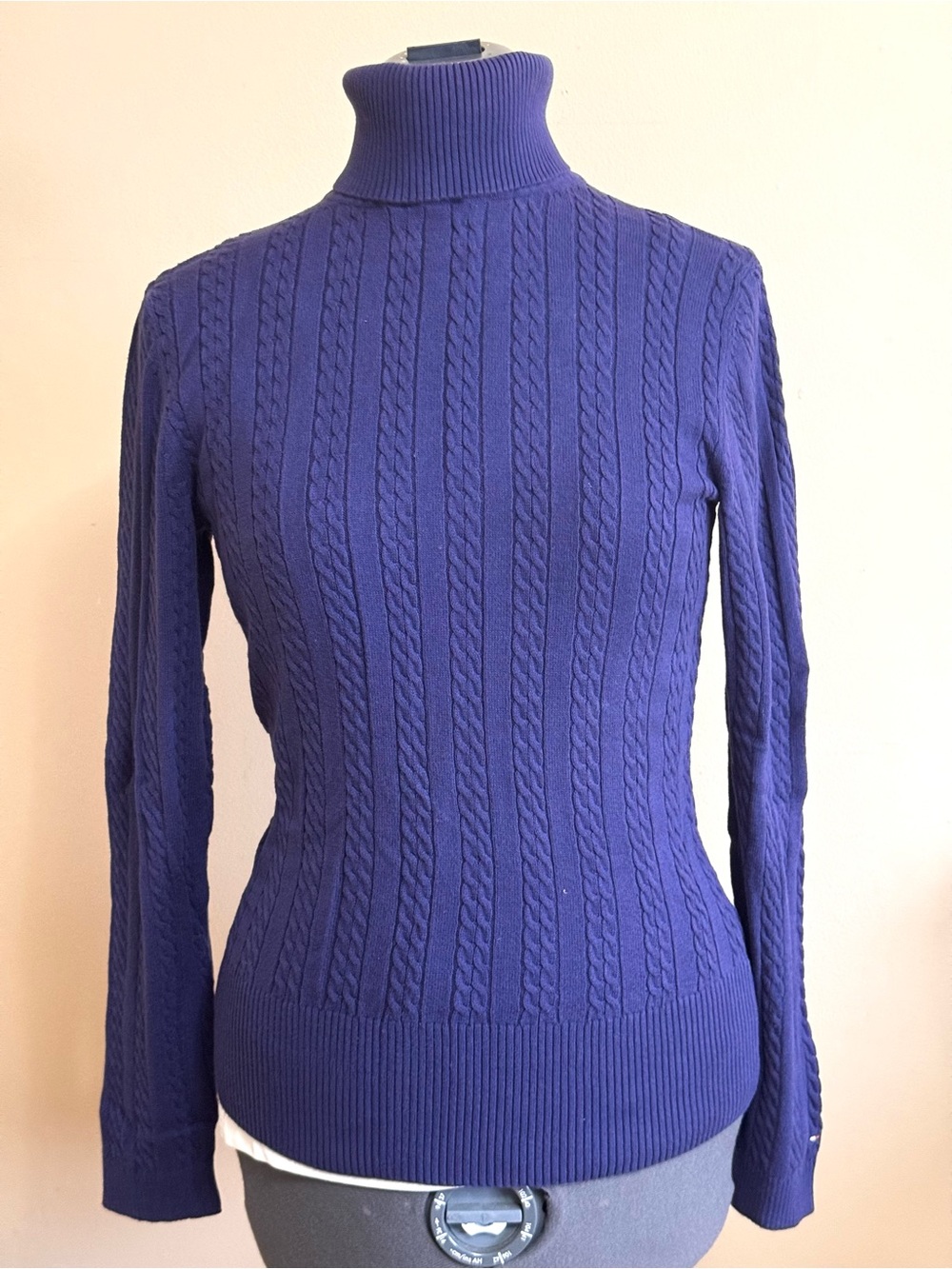 Tommy Hilfiger Women’s Cable-Knit Turtleneck Sweater in Purple